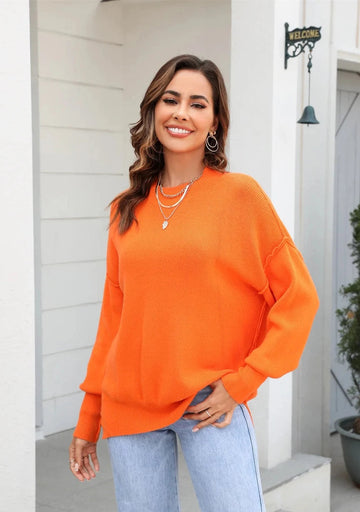 Evadne Oversized Knit Solid Color Sweater - SunsetFashionLA